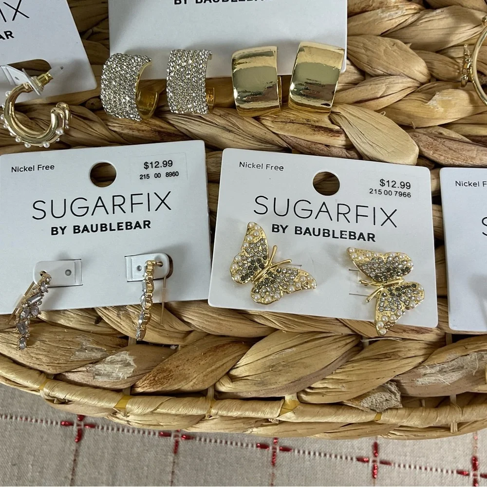 Sugarfix by Baublebar Earrings Bundle 10 Total Hearts Pearls Butterflies New
